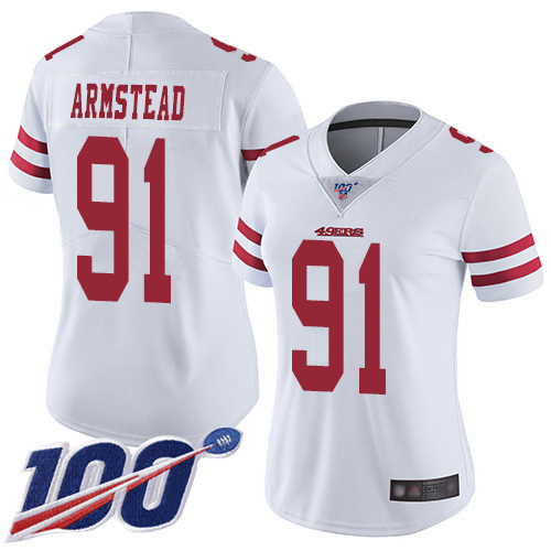 San Francisco 49ers Limited White Women Arik Armstead Road NFL Jersey #91 100th Season Vapor Untouchable->youth nfl jersey->Youth Jersey